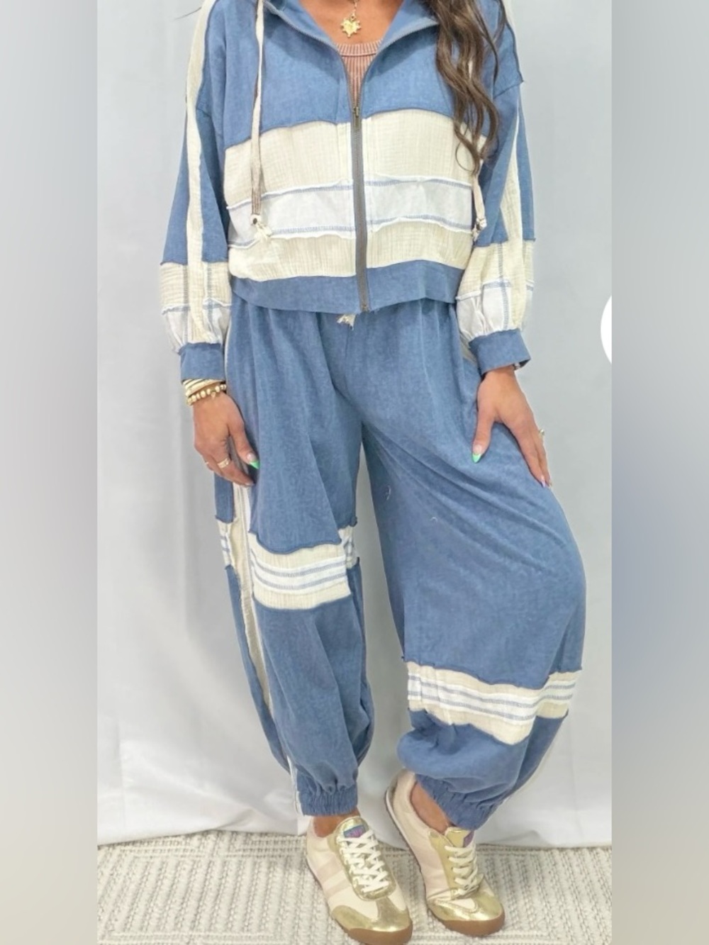 POL Easy Street Jogger Set in Cloud Blue NWT